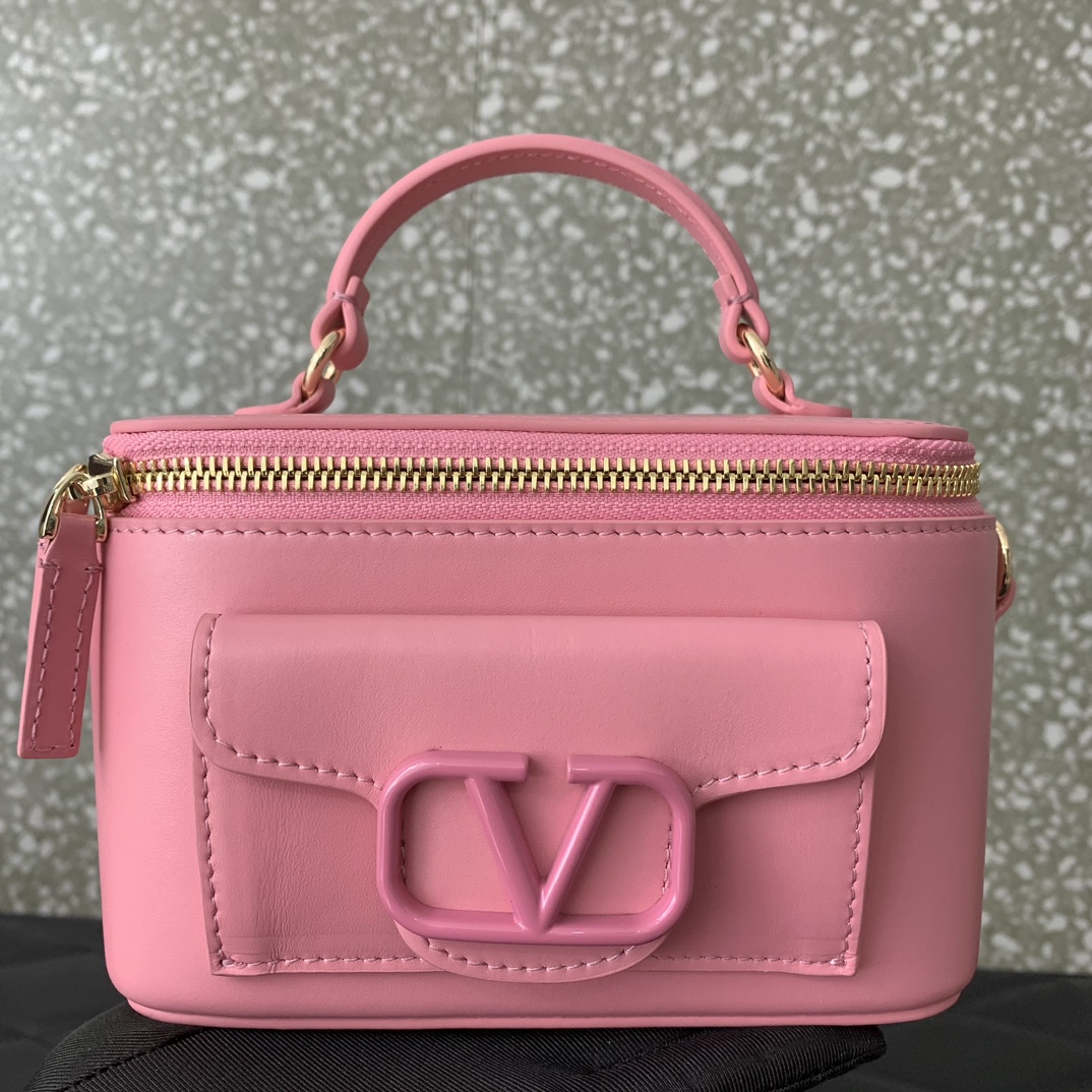 Valentino Garavani Loco Mini Box Bag in Pink Calfskin Leather 